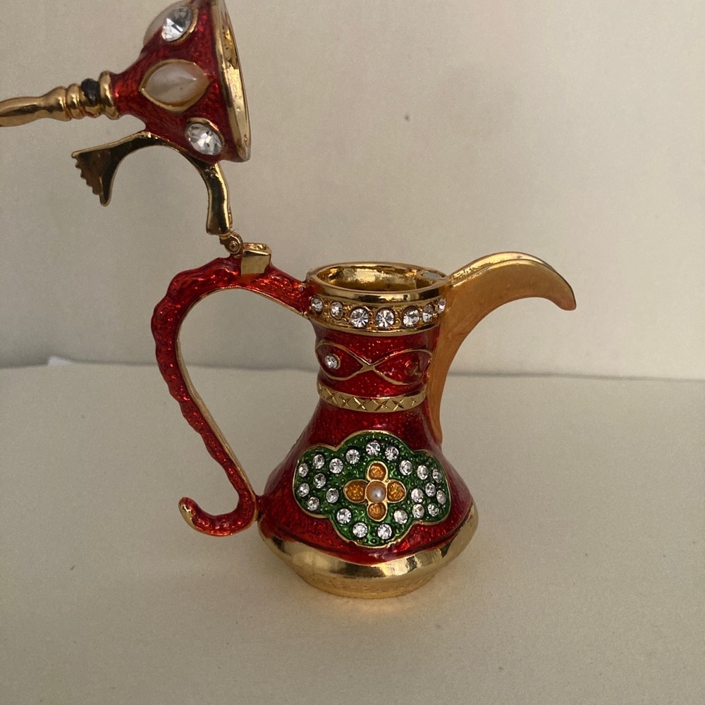 Ornate Red and Gold Decorative Pitcher
